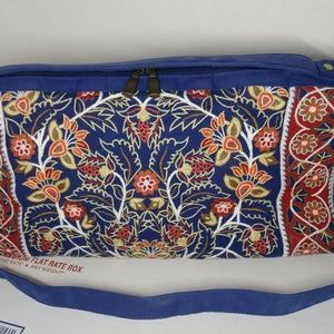 Blue Floral red orange Flower embroidered hand bag